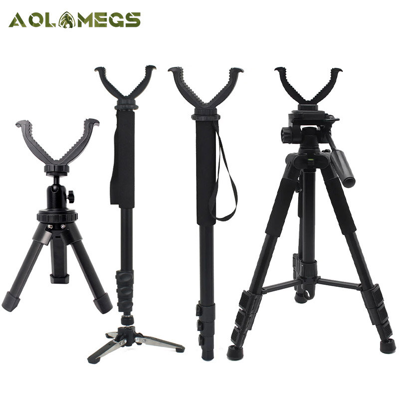 4 Type Shooting Hunting Tripod Hunting Telescope Aluminum Tripod Adjustable Height Shooting Rest V Yoke Head for Outdoor Hunting