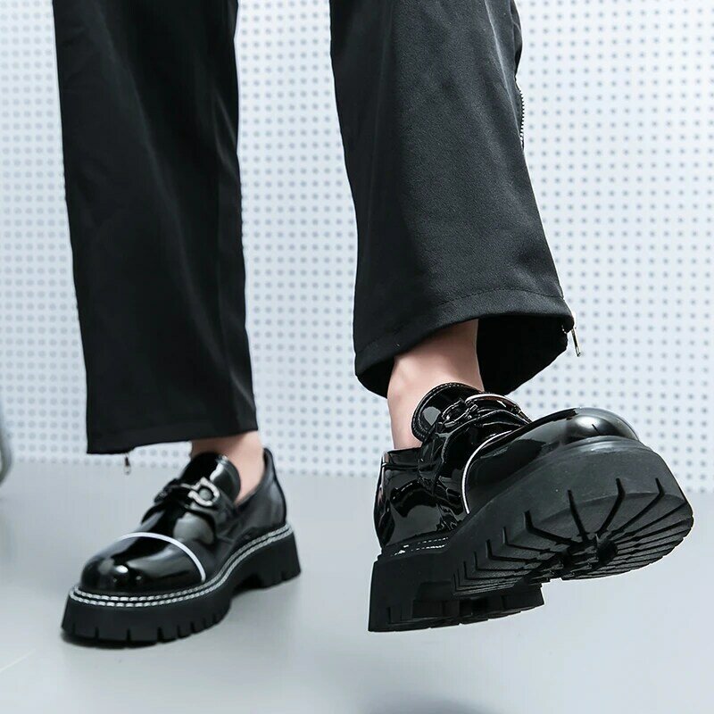 Ocean Station-Chaussures en cuir de haute qualité pour hommes, chaussures d'affaires formelles, Parker rond, noir et blanc, mode Lefu, taille 38-45