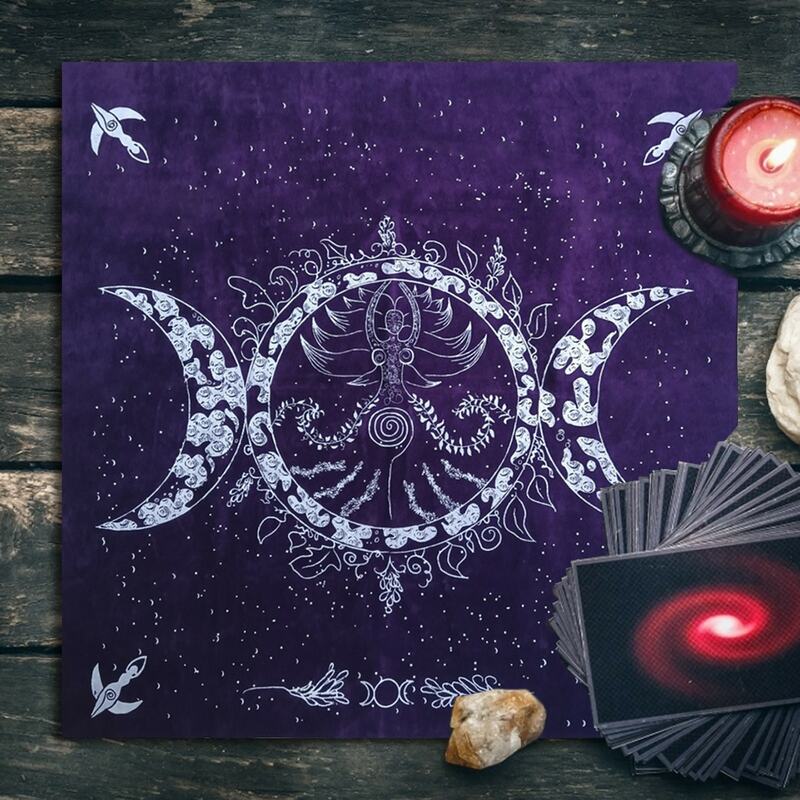 Altar Tarot Cloth Moon Star Phases Astrology Tarot Cards Divination Special Tablecloth Velvet 19X19in Tarot Tablecloth