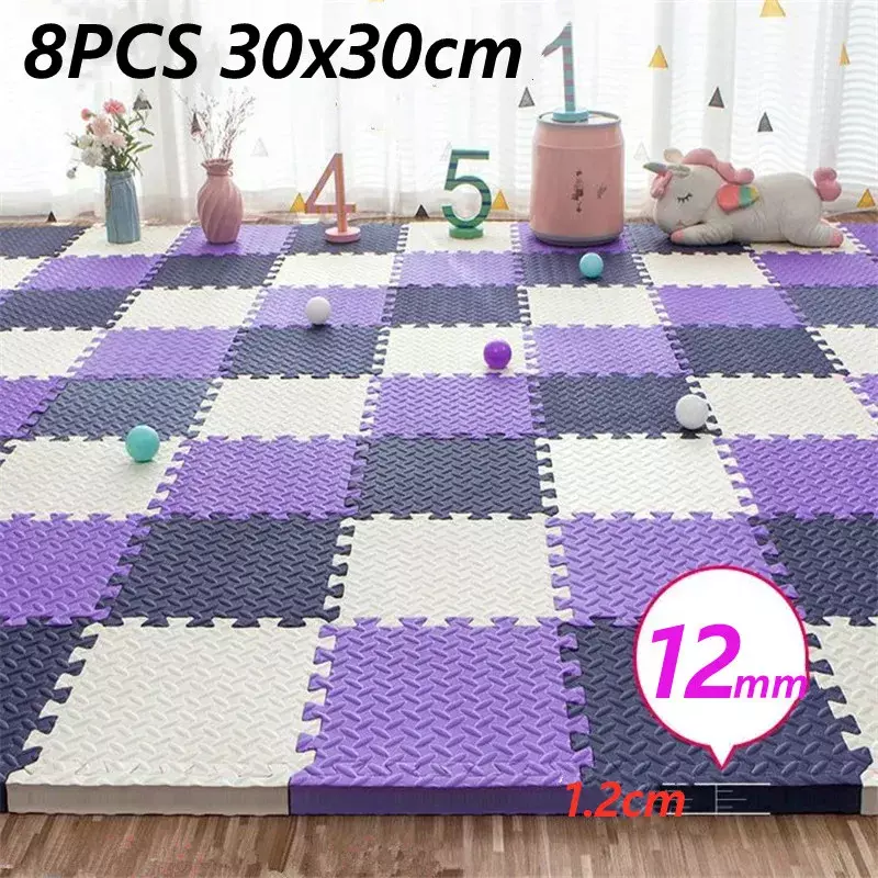 8PCS Tatame Play Mats 30x30cm Thick 1.2cm Baby Game Mat Tatames Baby Mat Foot Mat Floor Mat Puzzle Mat Playmat Baby Playroom Mat