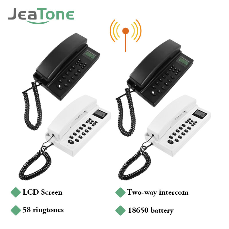 Jeatone interkom Audio nirkabel 433MHz, 4 buah/lot, Interphone dua arah telepon dapat diperbesar untuk kantor Hotel rumah sakit