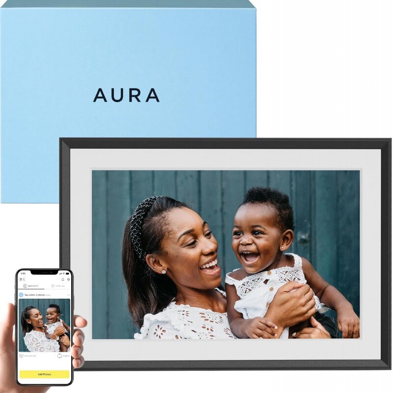 Aura Carver 와이파이 디지털 액자, 선물용 와이어커터, 휴대폰 사진 전송, 무료 스토리지, 10.1 인치
