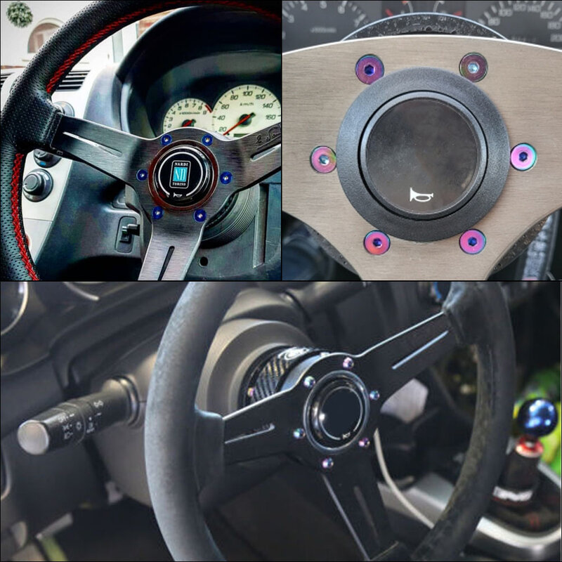 6Pcs Titânio Queimado Volante Parafusos Parafuso 1pc Chave Kit para Momo Nardi NRG Works Bell Boss Tool Acessórios do carro