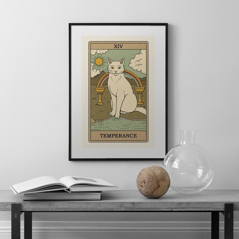 Настенная картина на холсте с изображением кошки и Таро