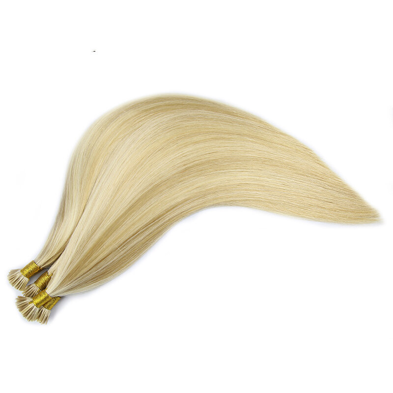 女性のためのストレートチップヘアエクステンション、オリジナルのレミー人間の髪の毛、ナチュラルブラウンブロンドカラー、カーケラチンカプセル、ヘアピース、セットあたり50個