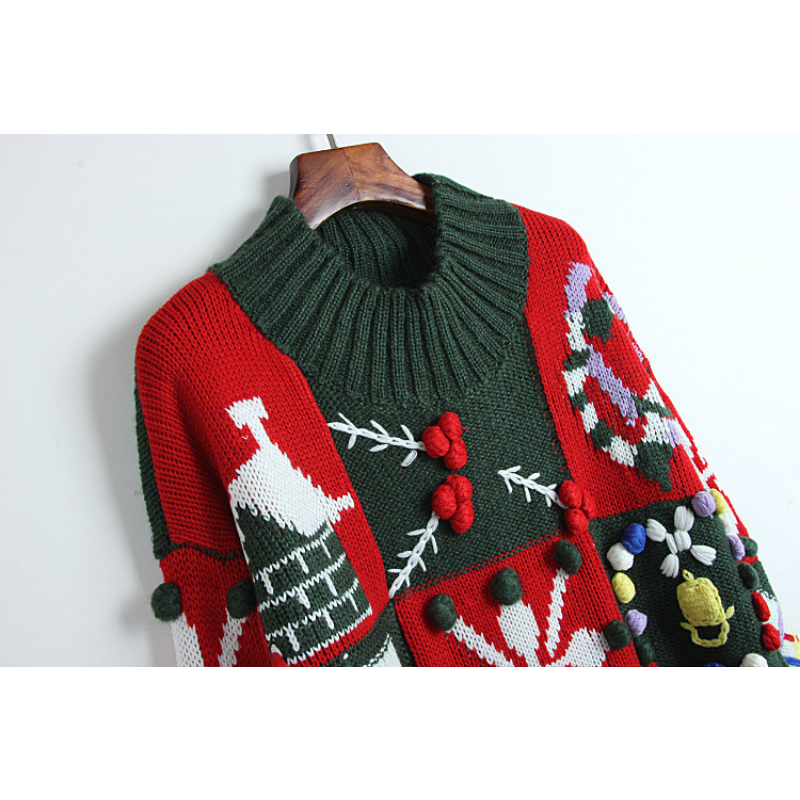 Женский Рождественский вязаный свитер со снежинками, пуловер с длинным рукавом, вязаный свитер для Хэллоуина, уличная одежда с узором для девочек