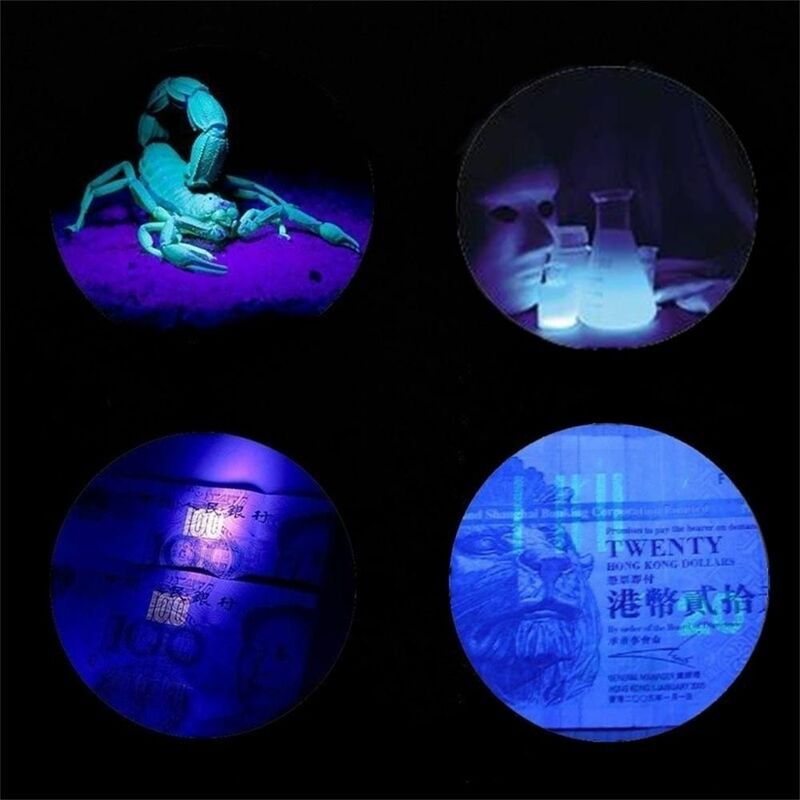 Fioletowe oświetlenie migające 2 w1 podręczne przenośne lampa ultrafioletowa 6V wykrywacz pieniędzy UV