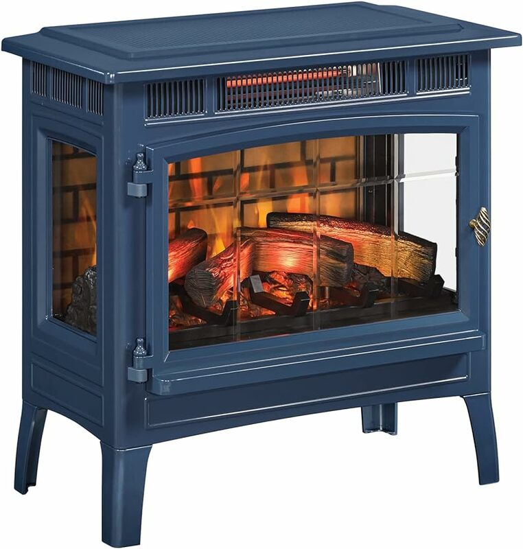 Duraflame-Electric Infrared Quartz Fireplace, 3D Flame Effect, Navy Blue