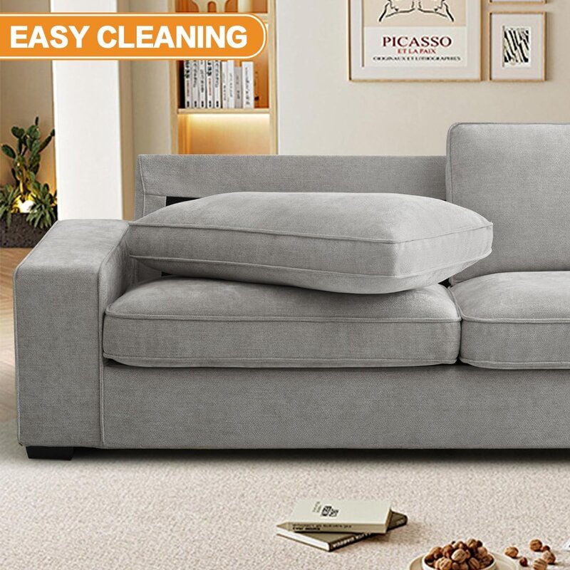 Sofa Couch, 88 "Chenille Loves eat bequeme Sofas für Wohnzimmer, modernes tiefes Sitzsofa mit abnehmbarer Rückenlehne und Sitzkissen