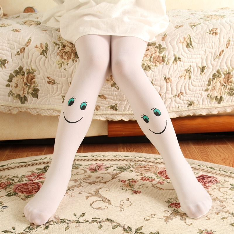 New Hot Baby Kids Girls Tights Pantyhose Stockings Hot Cartoon Cute Smile Pattern Soft Velvet Ballet Lovely Stocking