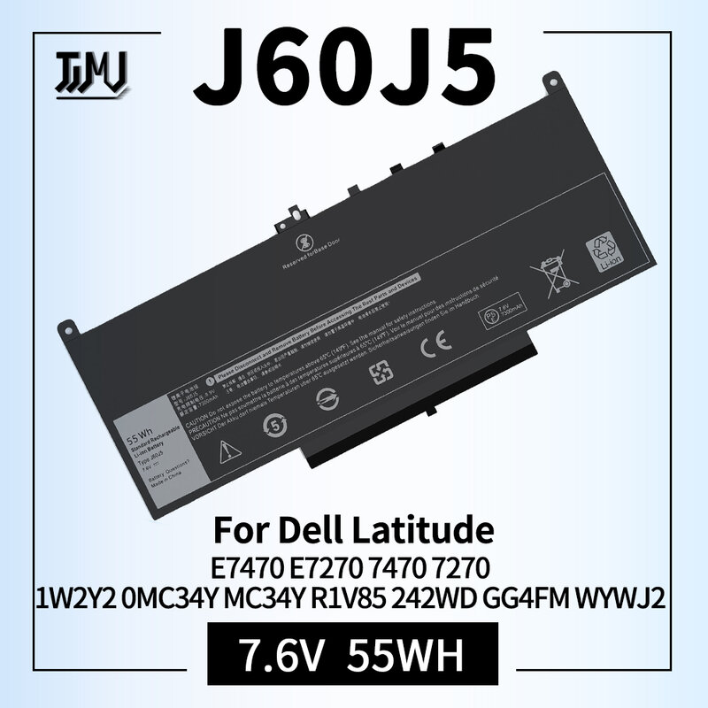 E7470 E7270 J60J5 Battery for Dell Latitude 7470 7270 Laptop Battery 1W2Y2 0MC34Y MC34Y R1V85 242WD GG4FM WYWJ2 451-BBSX BBSY
