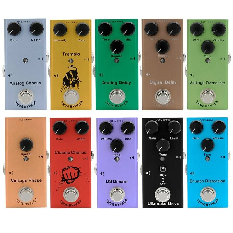 Miwayer Electric Guitar Effects Pedal Vintage Overdrive/Distortion Crunch/Distortion/US Dream/Classic Chorus/Vintage Phase