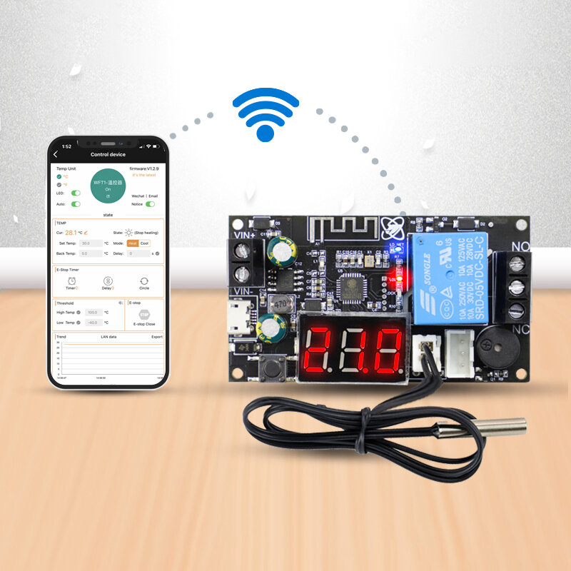 Termostat Remote WIFI Modul Pengontrol Suhu Presisi Tinggi Pendinginan dan Pemanasan Koleksi Suhu Aplikasi XY-WFT1 WFTX