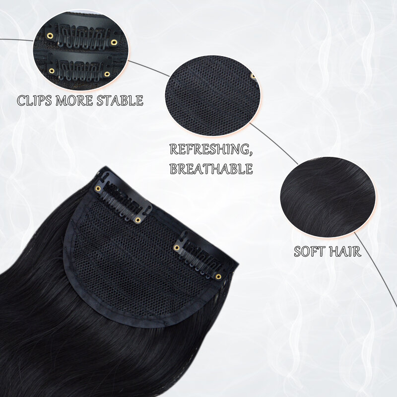 Grampo preto em extensões de cabelo para mulheres, perucas onduladas longas, sintético grosso, uso diário, 2 clipes, 21 ", 3 pcs