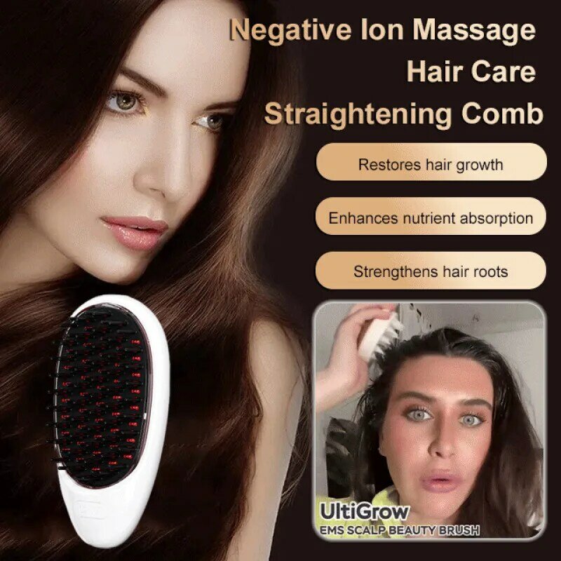 Home convenient electric massage comb red and blue light anion hair care vibration massage comb