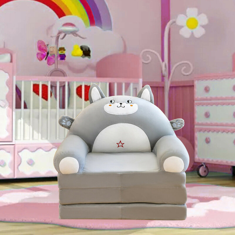 Składana oparcie sofy dziecięca pokrowiec na fotel pluszowe urocze dzieci Cartoon dmuchana Sofa z klapką do sypialni w salonie