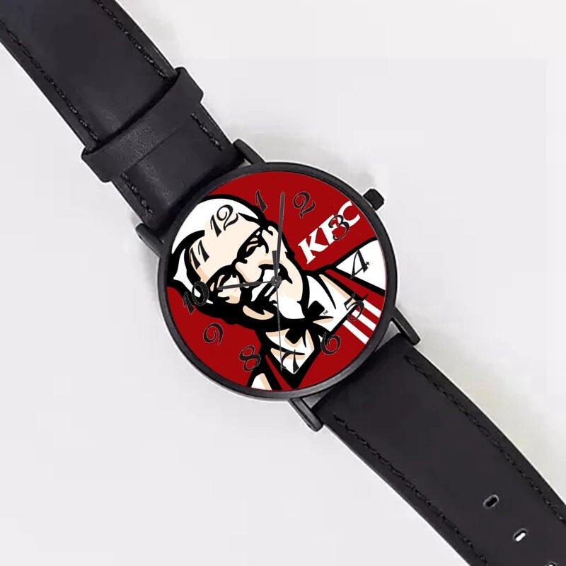 Nieuwe All Black Lederen Dining Merk Digitale Quartz Horloge Vintage Stijl Geschenken Voor Mannen En Vrouwen