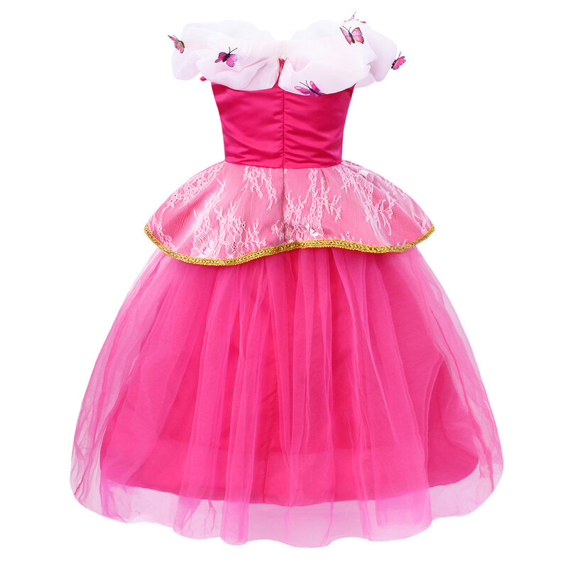 Vestido de la Bella Durmiente Aurora para niñas, vestido de bola de mariposa para niños, vestidos de fiesta de graduación, disfraz de princesa Shoudler, 3-10T