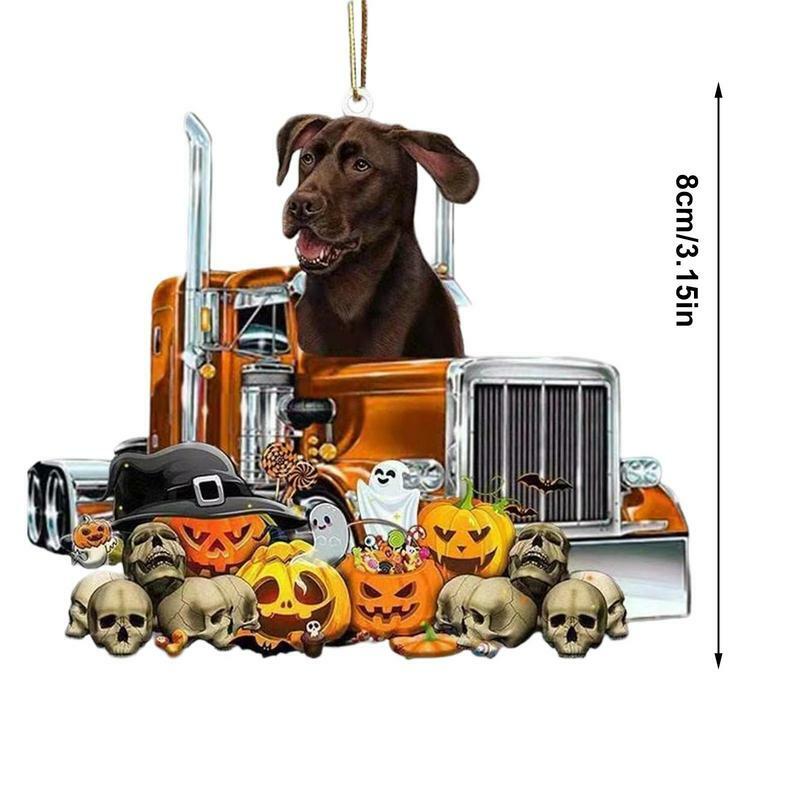 Dog Rearview Mirror Ornament Acrylic Rock Dog Pumpkin Pendant Not Easy To Break Vehicle Decorative Accessory For RVs SUVs Trucks