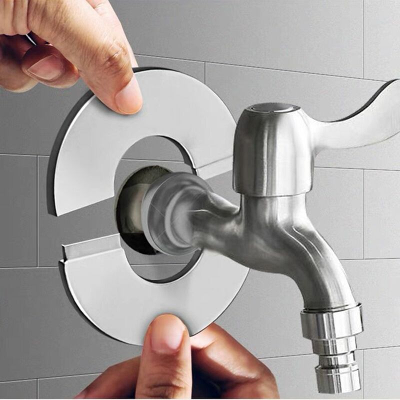 1Pcs Self-Adhesive Shower Faucet Decorative Cover Chrome Finish Stainless Steel Water Pipe Wall Covers Bathroom Accessories