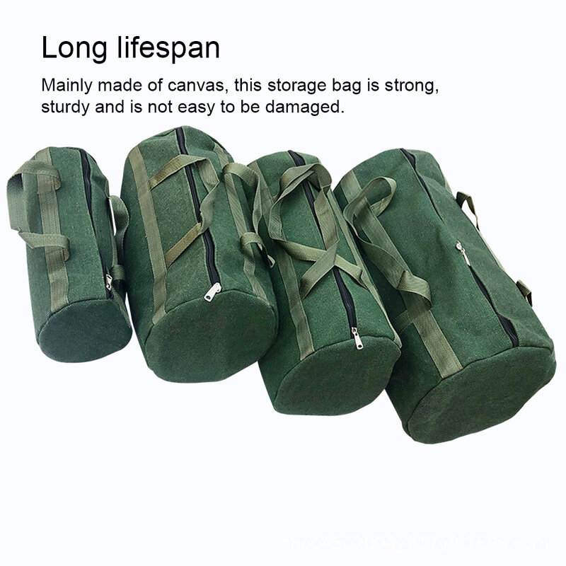 Bolsa de transporte de herramientas de carpintero, bolsas de mano de almacenamiento portátiles con cremallera, bolsa de boca ancha, bolsas de lona verde militar, 15x10cm