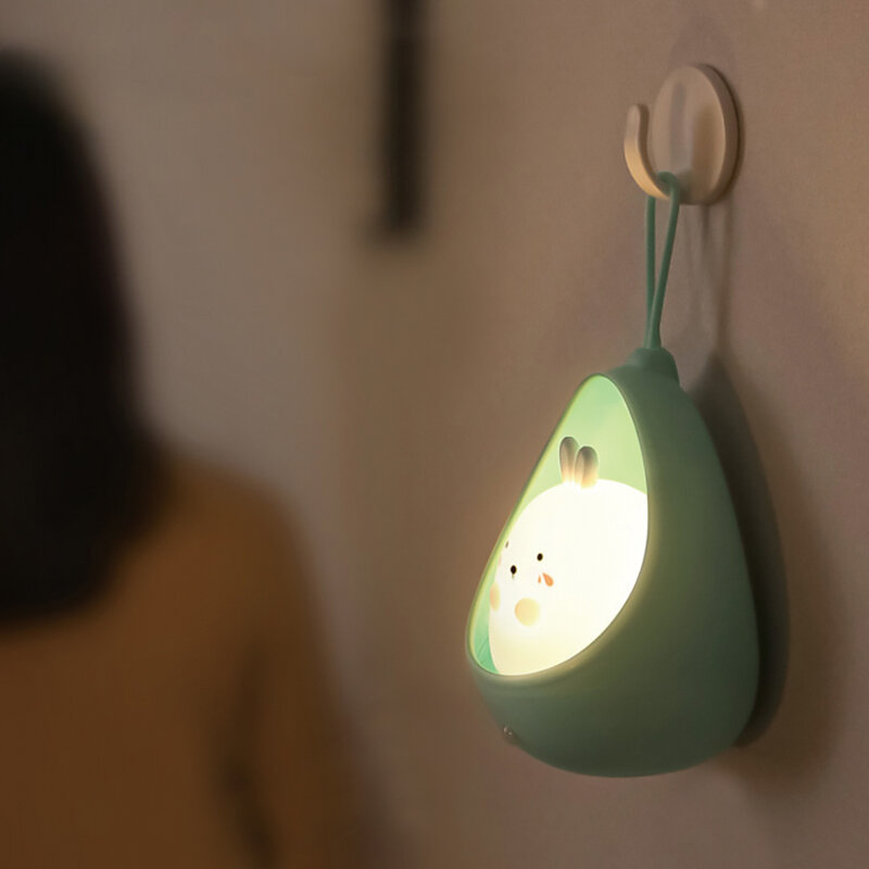 Lámpara LED de inducción humana para niños, luz nocturna con Sensor de Control, bonito Animal, recargable por USB, luces de pared de silicona para dormitorio