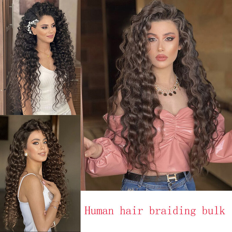 BHF-Extensions de cheveux naturels Remy d'origine vietnamienne, cheveux humains bouclés en vrac pour tresses, pas de trame, vague profonde, 100g
