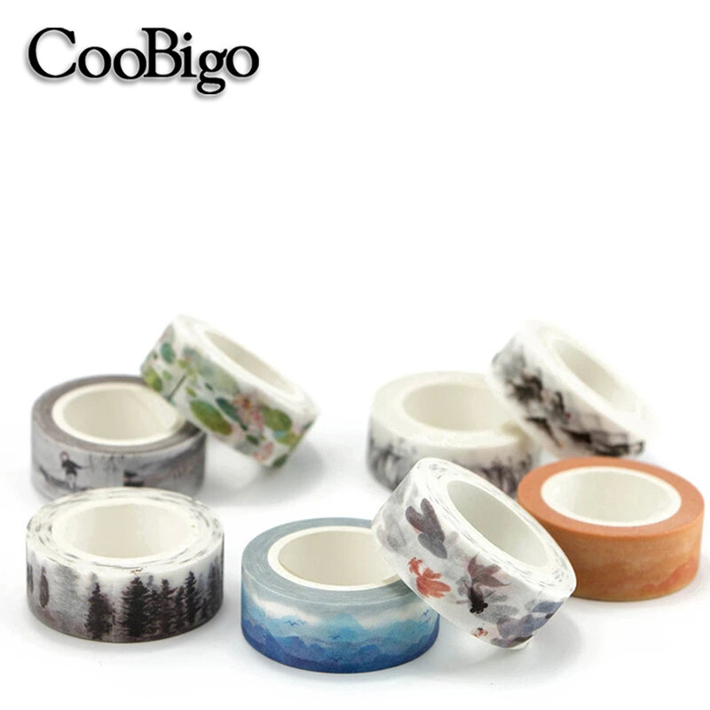 1.5cm Wide Classical Chinese Ink Painting Washi Tape Adhesive Tape DIY Scrapbooking Sticker Label Masking Tape