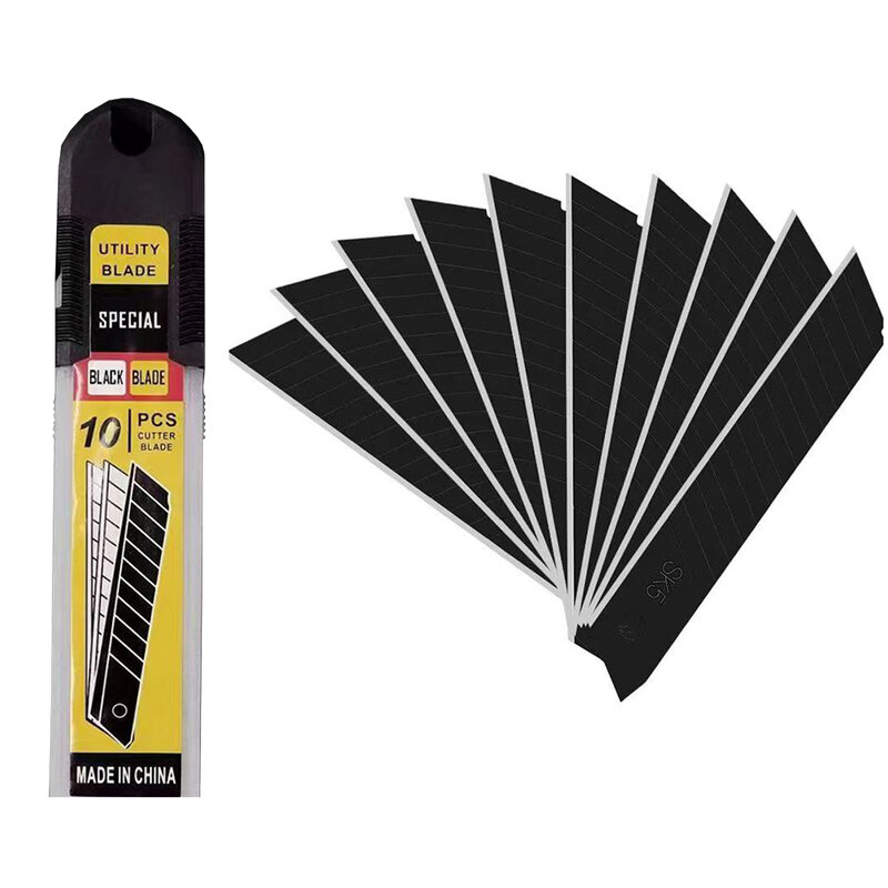 10 buah 25MM hitam Snap Off pisau baja karbon SK5 untuk utilitas seni pisau pemotong vinil stiker mobil alat pemotong industri