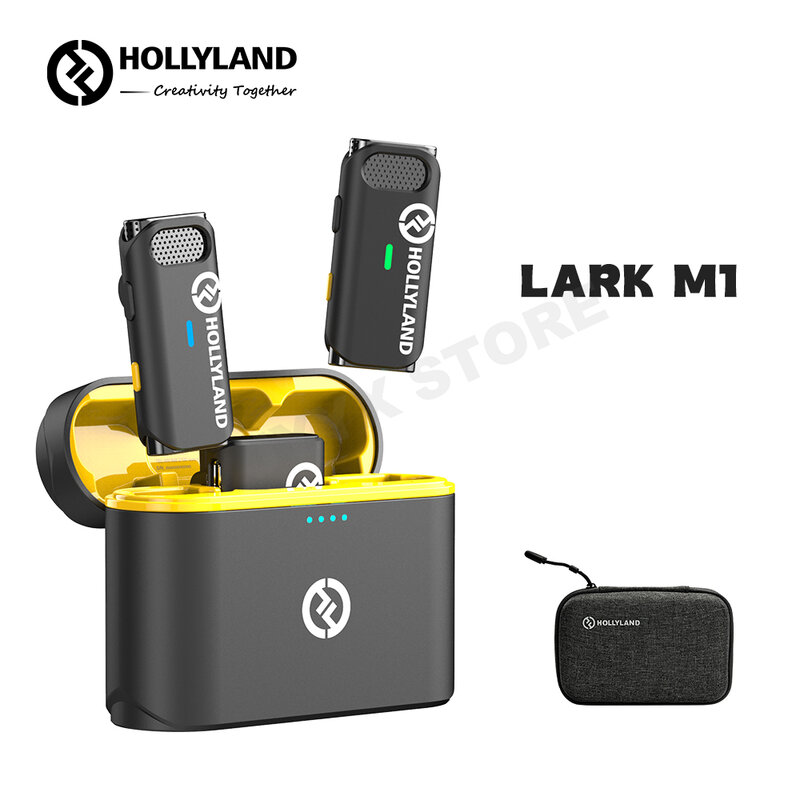 Беспроводной микрофон Hollyland Lark M1 Duo, 600 футов, с зарядным чехлом, портативный мини-микрофон с отворотом, запись аудио и видео для телефонов