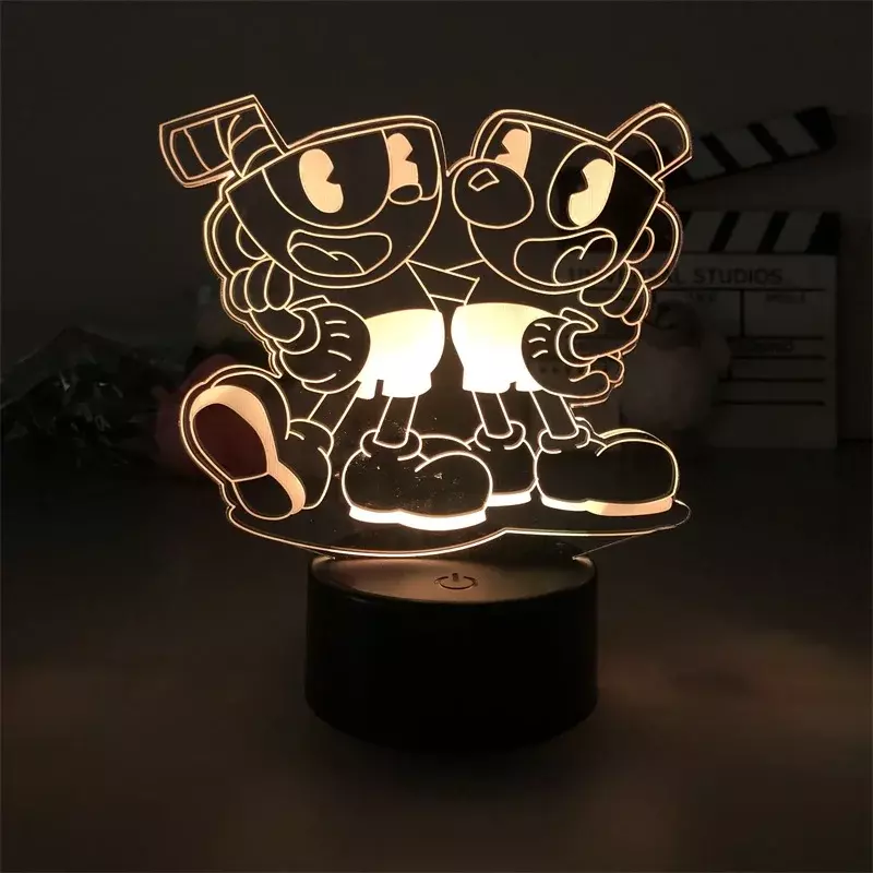 LED Nachtlicht helle Basis Licht Cuphead Spiel 3D Nachtlicht Farben veränderbare schöne Indoor Tisch lampen für Kinder vorhanden