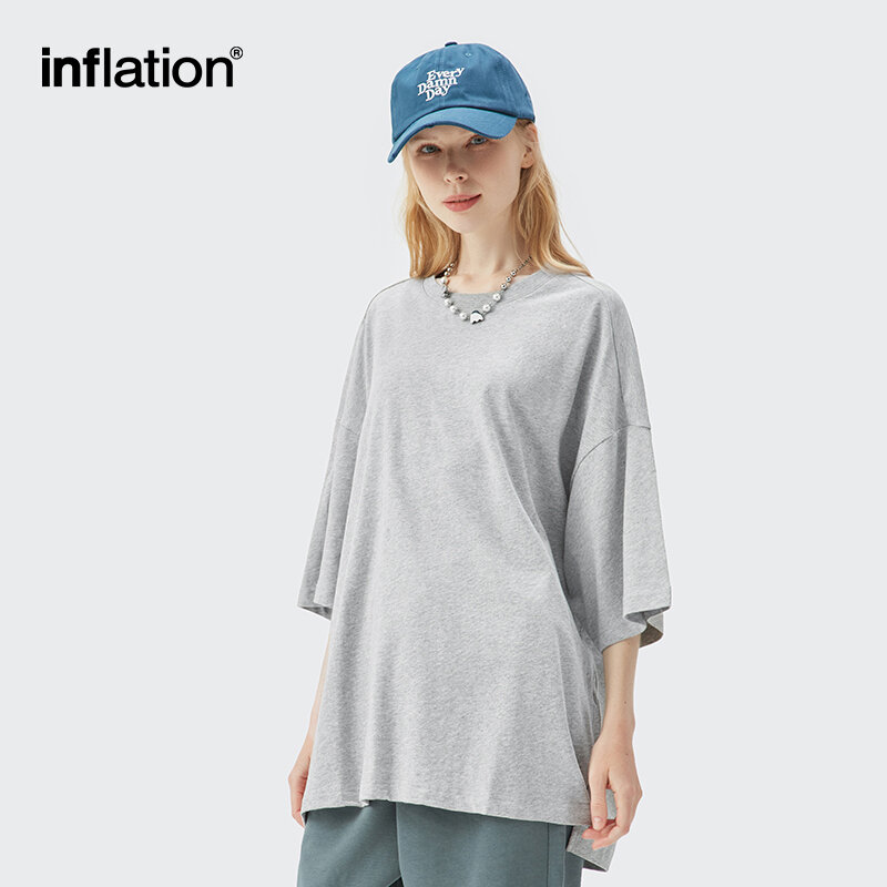 Inflatie Zomer Korte Mouw Tees Unisex Casual Effen T-shirts 100% Katoen Oversized Tees Mannen Mode Hip Hop T-shirts 0057S21
