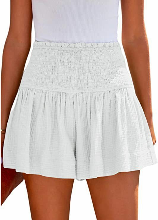 New Half length Skirt White Waist Pleated Pleated Skirt 2023 Spring/Summer Fashion Casual Solid Color Short Skirt Women Female