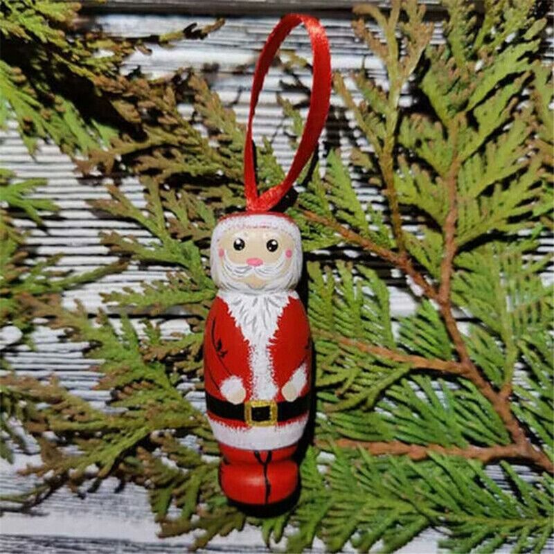 Christmas DIY Wood Christmas Tree Decoration Funny Santa Ornament Party Decors Holiday Hanging