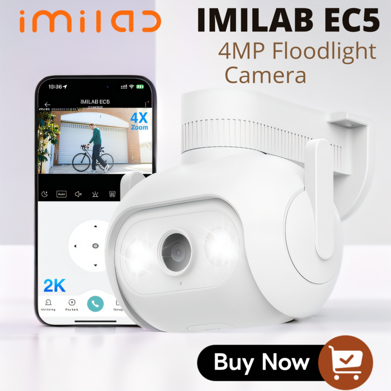 Imilab กล้องวงจรปิดสำหรับ Wi-Fi luar ruangan EC5, กล้องตรวจตราวิดีโอความปลอดภัยในบ้านกล้อง IP 2K สีการมองเห็นได้ในเวลากลางคืนเว็บแคมติดตามมนุษย์