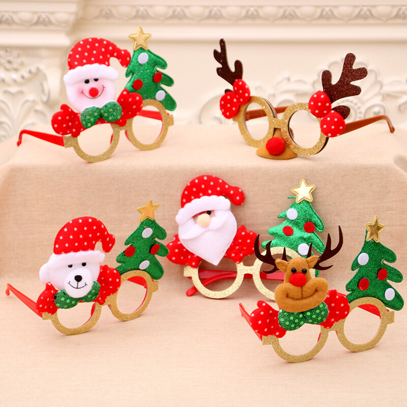 Juguetes de Navidad para niños, gafas de dibujos animados, Decoración, regalo de Papá Noel, regalos creativos pequeños, Capacetes