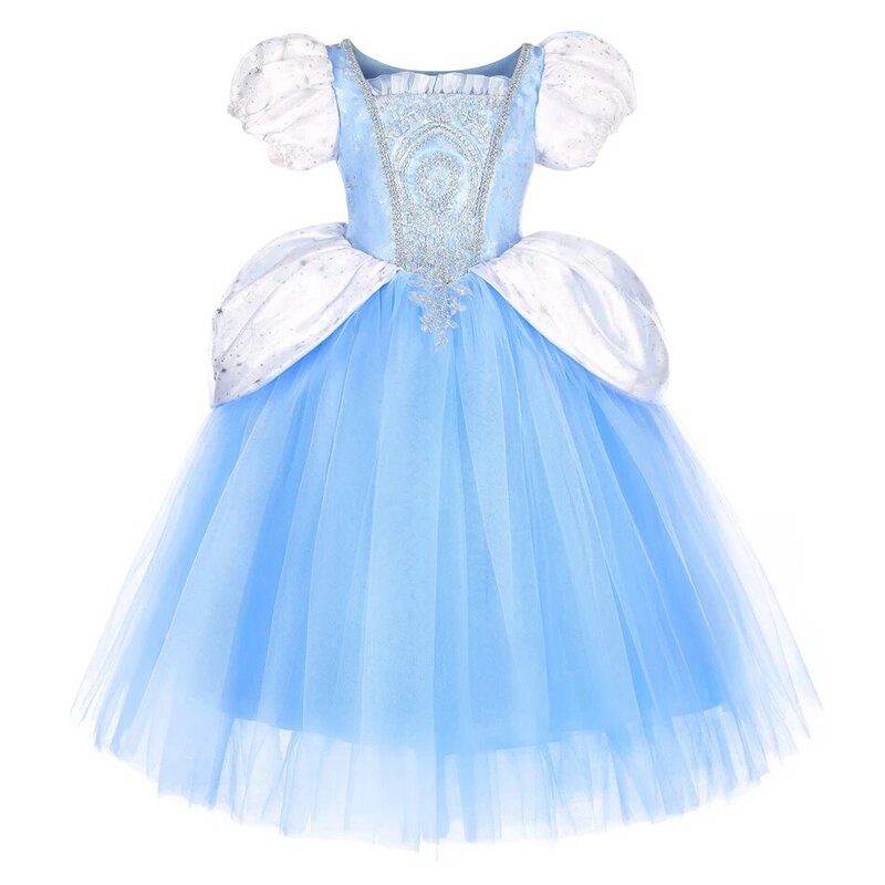 Cinderella Costume For Girls Halloween Christmas Luxury Lace Ball Gown Children Fancy Clothes Kids Christmas Party Elegant Dress