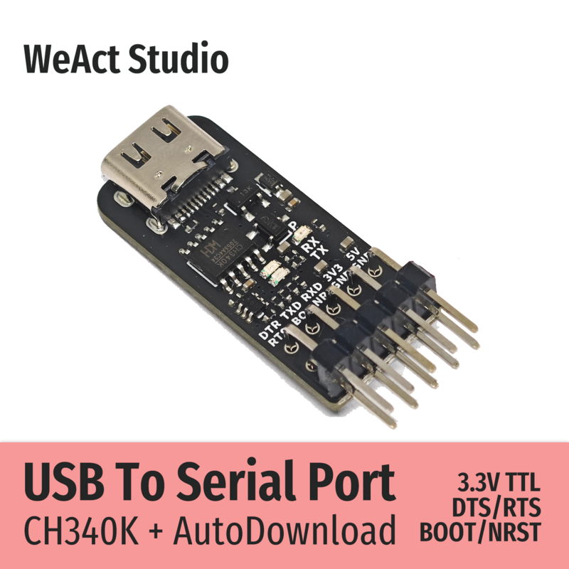WeAct-CH340K CH340 USB إلى وحدة UART التسلسلية/TTL ، 3.3 فولت ، تنزيل تلقائي