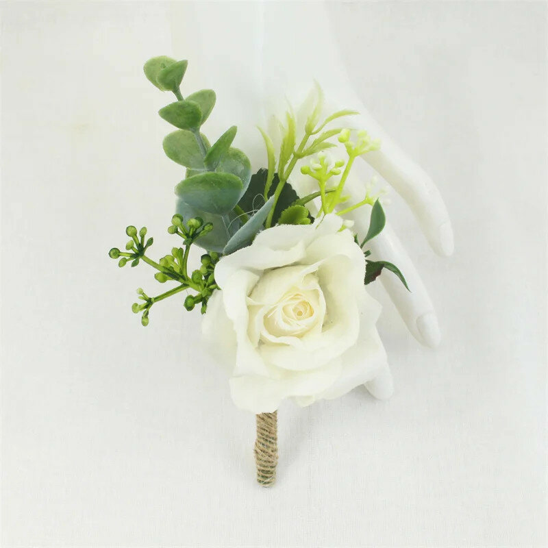 Свадебная бутоньерка, цветы для мужчин, гостей, свадебные аксессуары, имитация роз, булавка для булавки, искусственные корсажи