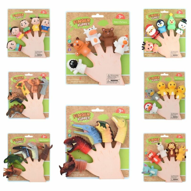 Mini marioneta de mano de animales coloridos, juguete educativo de seguridad, marioneta de dedo de dinosaurio, mordedor, juguetes para masticar