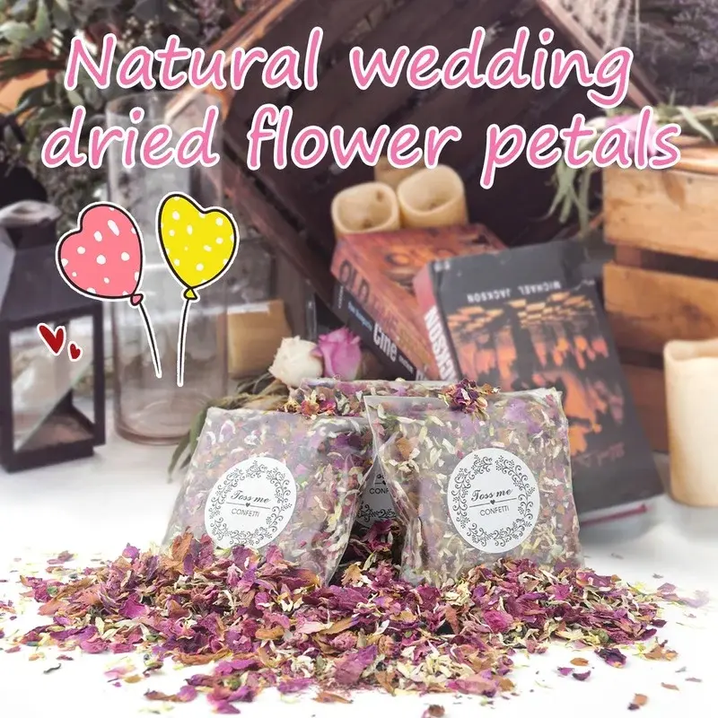Confeti Natural para boda, flores secas, pétalos de rosa, Floral, fiesta de cumpleaños, decoraciones de boda