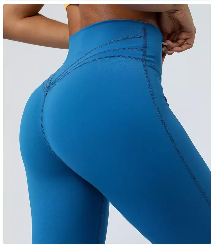 L Women's New Skinny Back Sports Bra+nude Tight-fitting Dance Wide-leg Pants Hip High Waist Flared Pants Yoga Pants.