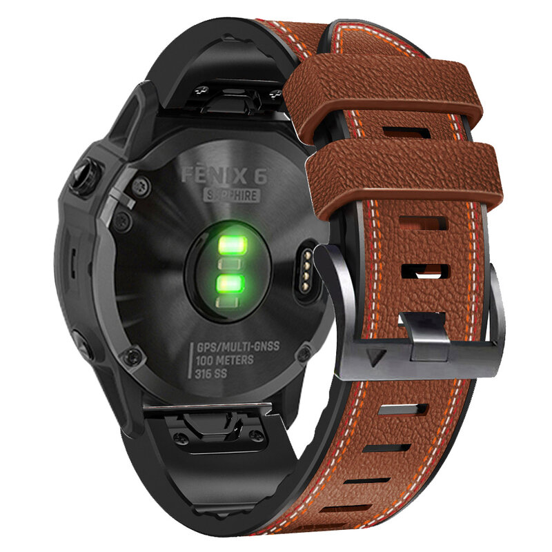 22 26MM Leather+Silicone Watch Band Straps For Garmin Fenix 7X 7 6X 6 Pro 5X 5 Epix Gen 2 Smartwatch Easyfit Wristbands Bracelet