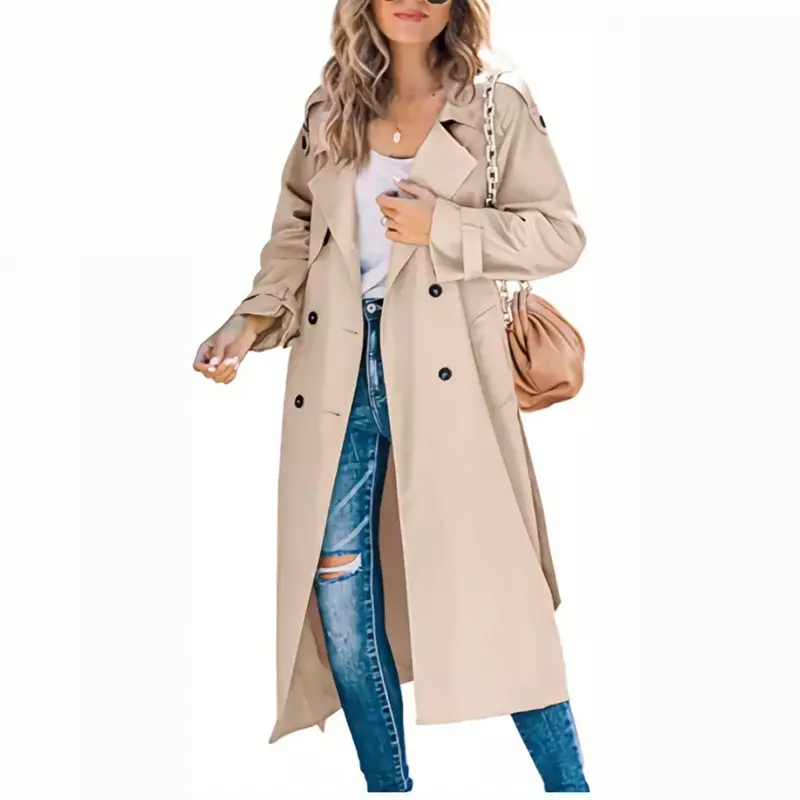 Тренчкот, изящный тренчкот, Модный женский свободный облегающий пальто выше колена для осени