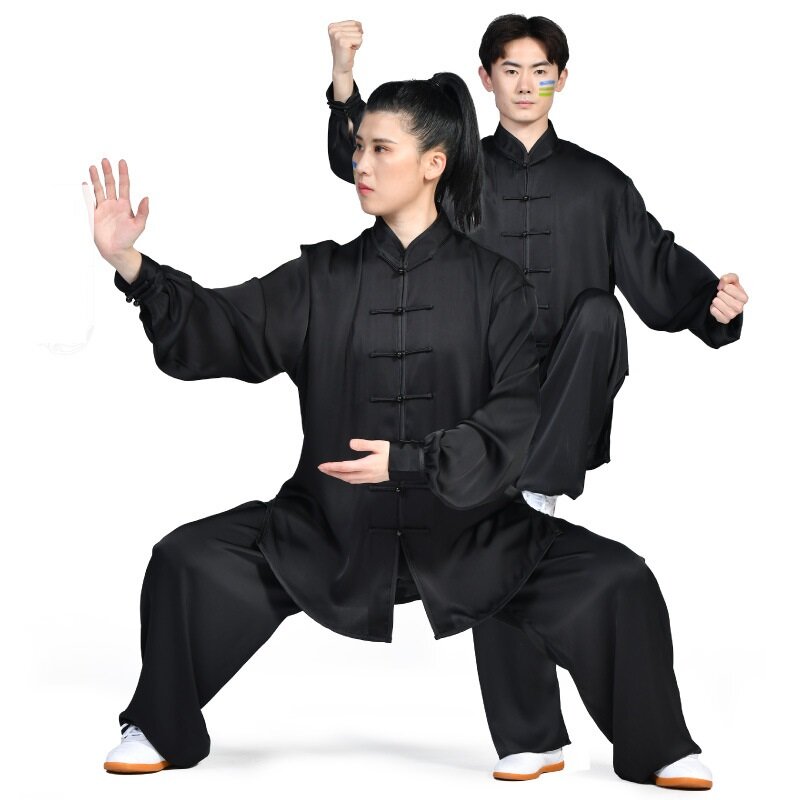 Topkwaliteit Unisex Katoen En Zijde Lange Mouwen Tai Chi Uniform Pak Martial Arts Wing Chun Kleding