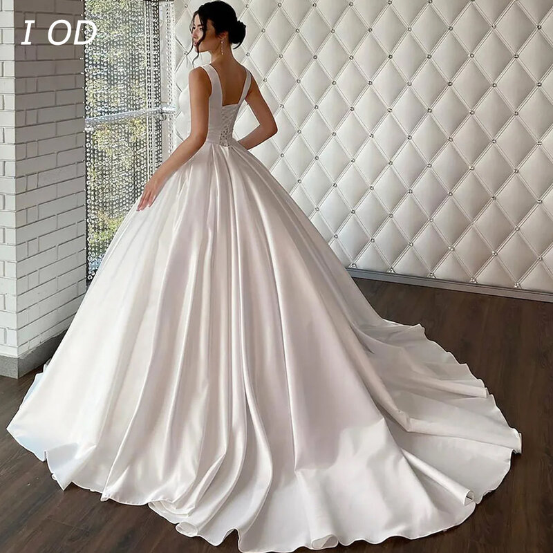 Женское свадебное платье It's yiiya, Белое Атласное платье без рукавов с квадратным вырезом на лето 2019