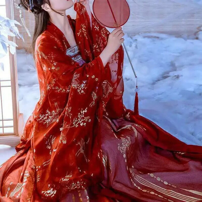 Традиционный китайский женский костюм ханьфу большого размера, танцевальные костюмы династии Тан, народное сказочное платье, красные наряды