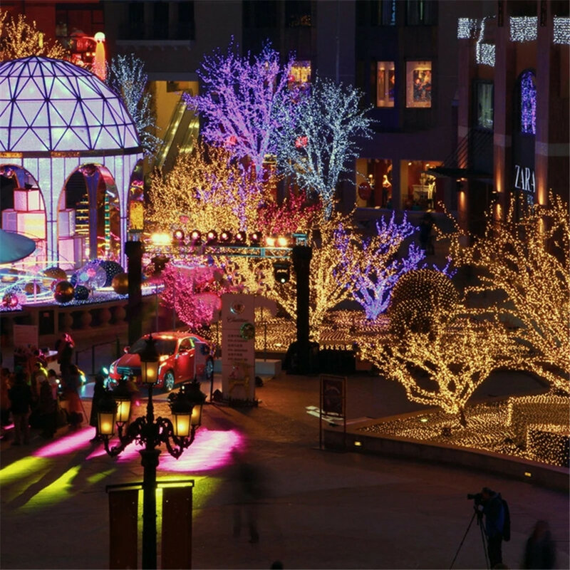 Guirlandes lumineuses étanches pour l'extérieur, 220V, 5M, 10M, 20M, 50M, 100M, lumières colorées de décoration de noël, fête de noël, conte de fées