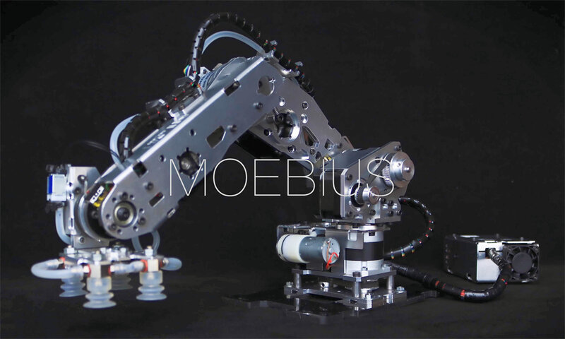 MOEBIUS Robot logam 4 DOF, lengan Robot logam dengan pompa isap, Motor Stepper untuk Model Robot industri Arduino cakar Multi sumbu