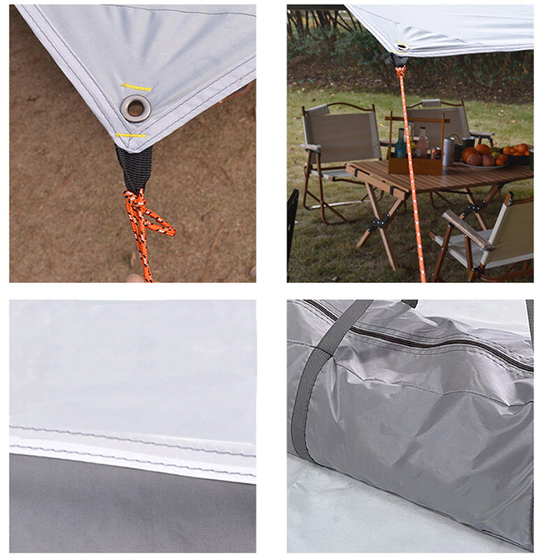HooRu 3x 3M กลางแจ้งตั้งแคมป์กันสาดกันน้ำกระเป๋าเป้สะพายหลังไวนิลผ้าคลุมเต็นท์ UV-Protection Rain-Proof แบบพกพา Sun shade